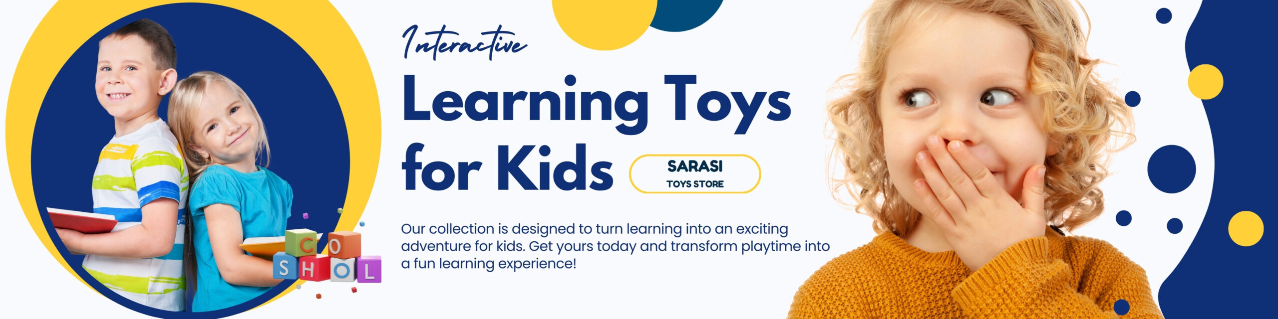Yellow and Blue modern Toys Store Etsy Banner